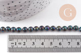 Perle nacre naturelle noire 6mm eau douce, le fil de 40cm x1 (G10913)