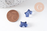 Perle noeud papillon verre bleu transparent irisé 9.5mm, x10 (G10597)