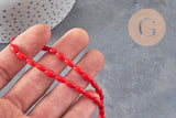 Fil de perles ovales en bambou de mer rouge imitation corail, 8x4mm, pour création de bijoux bohèmes.