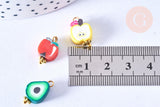 Perle polymère fruits multicolore 12x10mm, x50 G5029