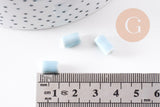 Perle porcelaine bleu pâle, perle céramique, porcelaine bleu 10mm, x5 (G1715)