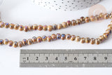 Perle porcelaine ronde émail marron irisée 6~6,5mm, 1x fil de 64cm (G7881)