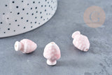 Perle porcelaine rose clair pomme de pin 19mm,perle céramique, céramique blanche, x10 (G8693)