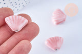 Perle porcelaine rose coquillage, perle céramique géométrique fabrication bijoux en céramique rose, 22.5-23.5mm, x10 (G3429)