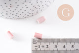 Perle porcelaine rose, perle céramique, porcelaine rose clair,perle tube,10mm, x5 (G2542)