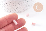 Perle porcelaine rose, perle céramique, porcelaine rose clair,perle tube,10mm, x5 (G2542)