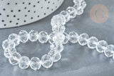 Perle ronde cristal facetté transparent 10mm, x1 fil de 46cm (G8145)