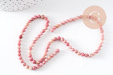 Perle ronde rhodonite rose naturelle 4mm,perle pierre naturelle, fil de 35cm, x1 (G0557)