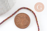 Perle ronde verre facettée multicolore pourpre irisée 2mm, x1 fil de 35cm (G7456)