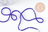 Perle rondelle cristal facetté bleu roi 2mm, perle toupies création bijoux fantaisie DIY, fil de 37cm x1 (G7241)