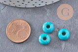 Perle rondelle donut verre opaque turquoise 3-5x9mm, x 20 (G4393)