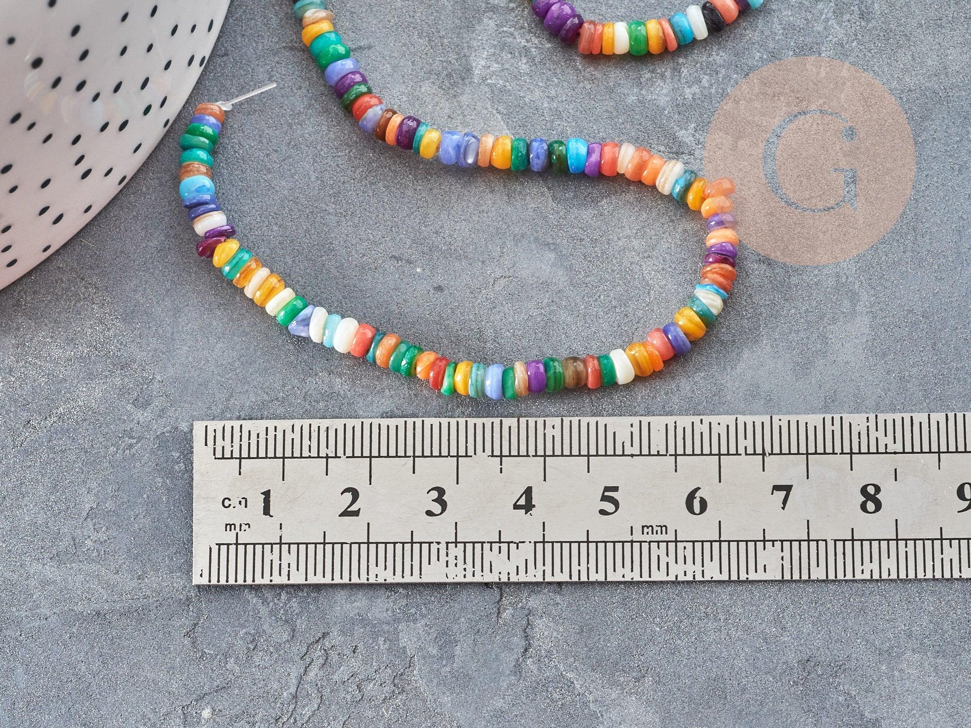 Perle rondelle heishi nacre multicolore 4mm, x1 fil 38cm (G9039)