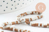 Perle rondelle howlite naturelle blanc et or 4mm, x1 fil de 39cm (G9851)