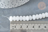 Perle rondelle jade blanc naturel 8x5~5.5mm,fil de 40cm, x1 (G7330)