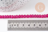 Perle rondelle jade naturel rose fuchsia facettes 6x4mm, x1 fil de 32cm (G4706)