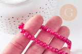 Perle rondelle jade naturel rose fuchsia facettes 6x4mm, x1 fil de 32cm (G4706)