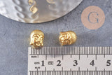 Perle tête de Bouddha zamac doré ,fournitures créatives sans nickel,creation bijoux,perle voyage inde,11mm,x 10 (G5291)