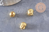 Perle tête de Bouddha zamac doré ,fournitures créatives sans nickel,creation bijoux,perle voyage inde,11mm,x 10 (G5291)