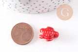 Perle tortue porcelaine rouge 12mm, x5 (G3906)