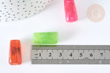 Perle tube acrylique multicolore imitation pierre 25mm, création bijou plastique, x10 G7274