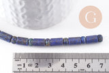 Perle tube lapis lazulis naturel 6-9mm, x1 fil de 40cm, (G4479)