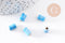 Perle tube porcelaine bleu 10mm, x5 (G2348)
