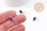 Perle tube porcelaine bleu foncé 10mm, x5 (G5395)