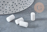 Perle tube quartz neige 12x7mm, x10 (G8830)