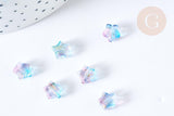 Perle verre étoile bleu violet 8mm, création de bijoux DIY, x10 (G8109)