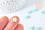 Perle verre imitation jade étoile vert clair 8mm, création de bijoux DIY, perle en verre étoile vert clair, x10 G6950