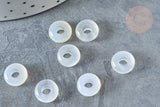 Perles Rondelles agate blanche naturelle 10x4.5mm, création bijoux pierre, x 2 (G7894)