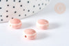 Perles Rondes plates porcelaine émaillée rose pastel 11mm, bijou céramique, x10 (G7442)