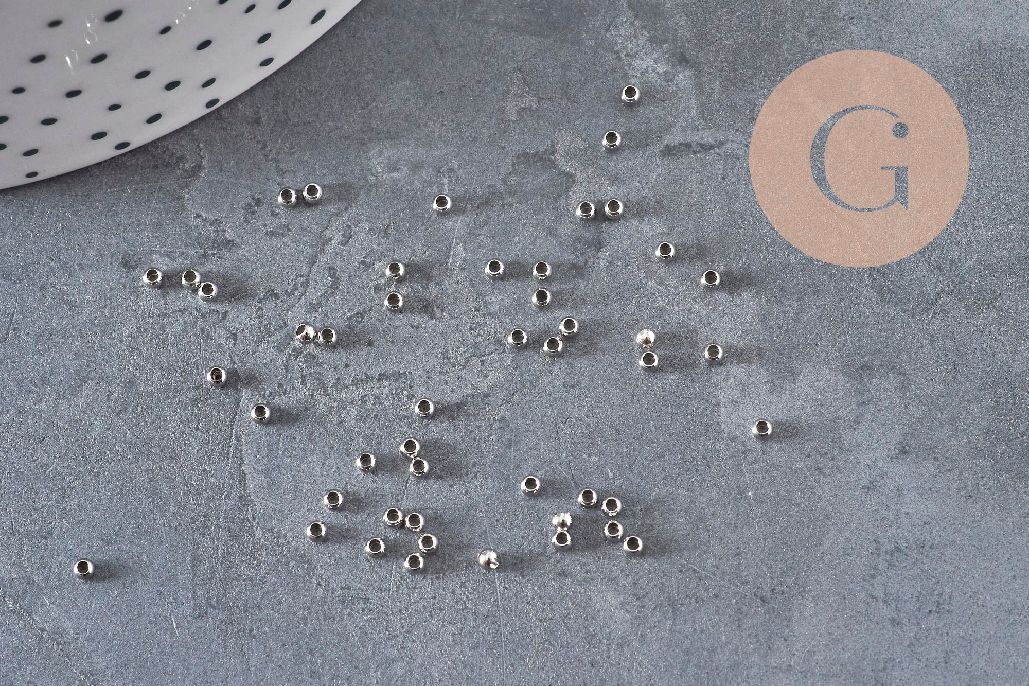 316 Stainless Steel Crimp Beads, Platinum, 2mm, x50 (G11174)