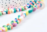 Perles cœur polymère multicolore heishi 9mm, Perles plastique coeur, le fil de 34cm G7200