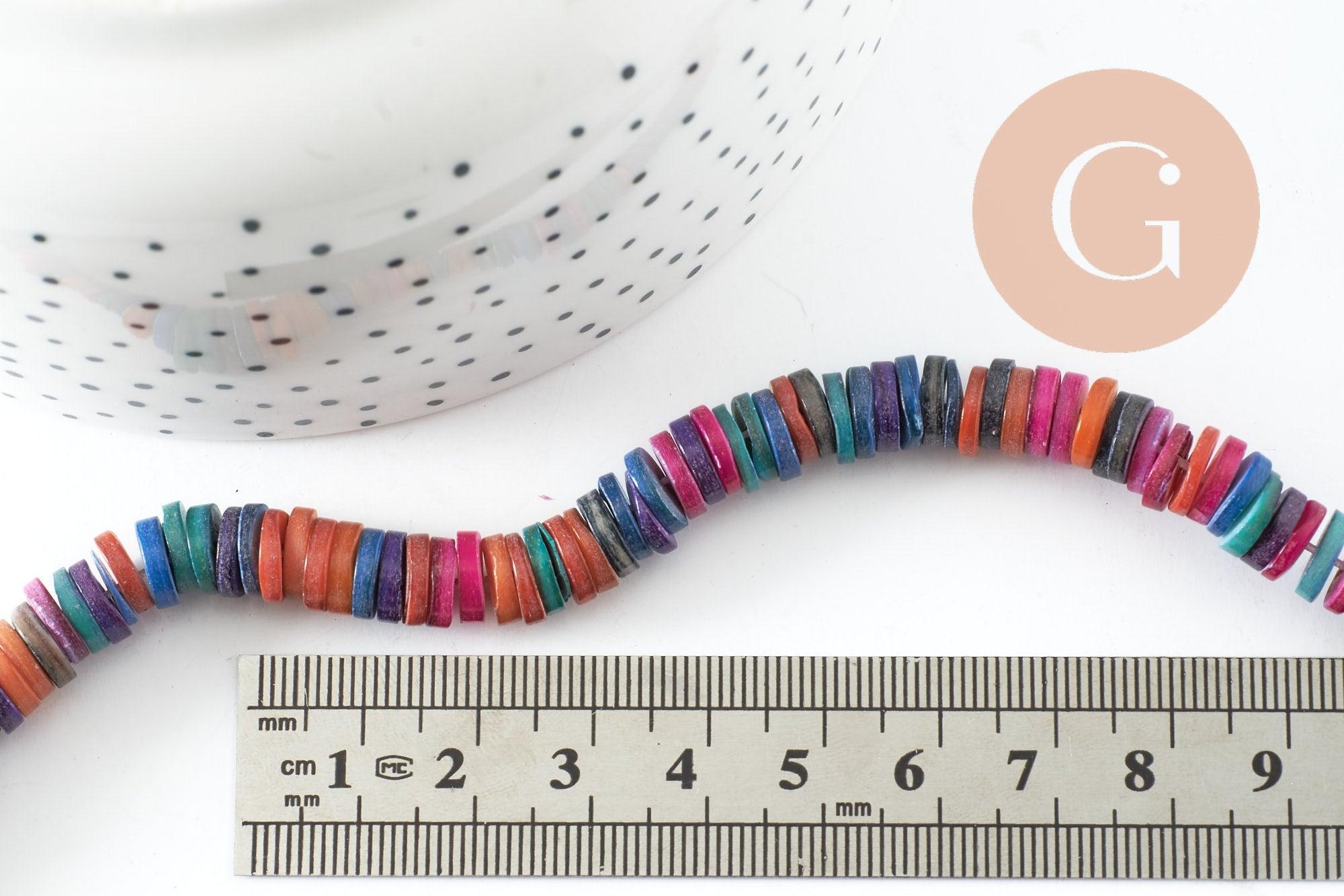 Perles coquillage naturel multicolore heishi,perle rondelle coquillage multicolore,8-8.5mm, fil de 200 perles, X1 (G3910)