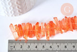 Perles cristal de roche teinté orange, pierre roulée ,perle pierres naturelle, 14-30mm, x10 (G6900)