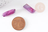 Perles cristal de roche violet irisé 20-50mm, perle pierre brute et naturelle pour création de bijoux, x10 (G5210)