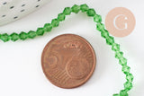 Perles cristal toupies facette vert transparent, perles bijoux,Perle bicone facette, 3mm, fil de 47cm, x1 (G0322)