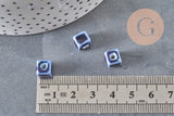Cuentas cúbicas de cerámica azul rey de 8mm, x5 (G11239)