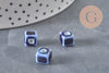 Cuentas cúbicas de cerámica azul rey de 8mm, x5 (G11239)