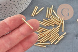Perles de rocaille tubes doré métallique 20x2.5mm, fabrication de bijoux bijoux fantaisie, x 10gr G8989