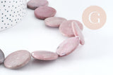Perles disque jaspe rose naturel 25mm,création boucles et colliers pierre naturelle, x5 (G8276)