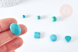 Perles howlite turquoise naturelle carrée goutte ronde disque, x5 (G1769)