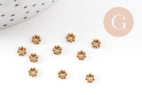 Perles intercalaires Rondelles fleurs acier 304 inoxydable doré IP 4mm, x10 (G10892)