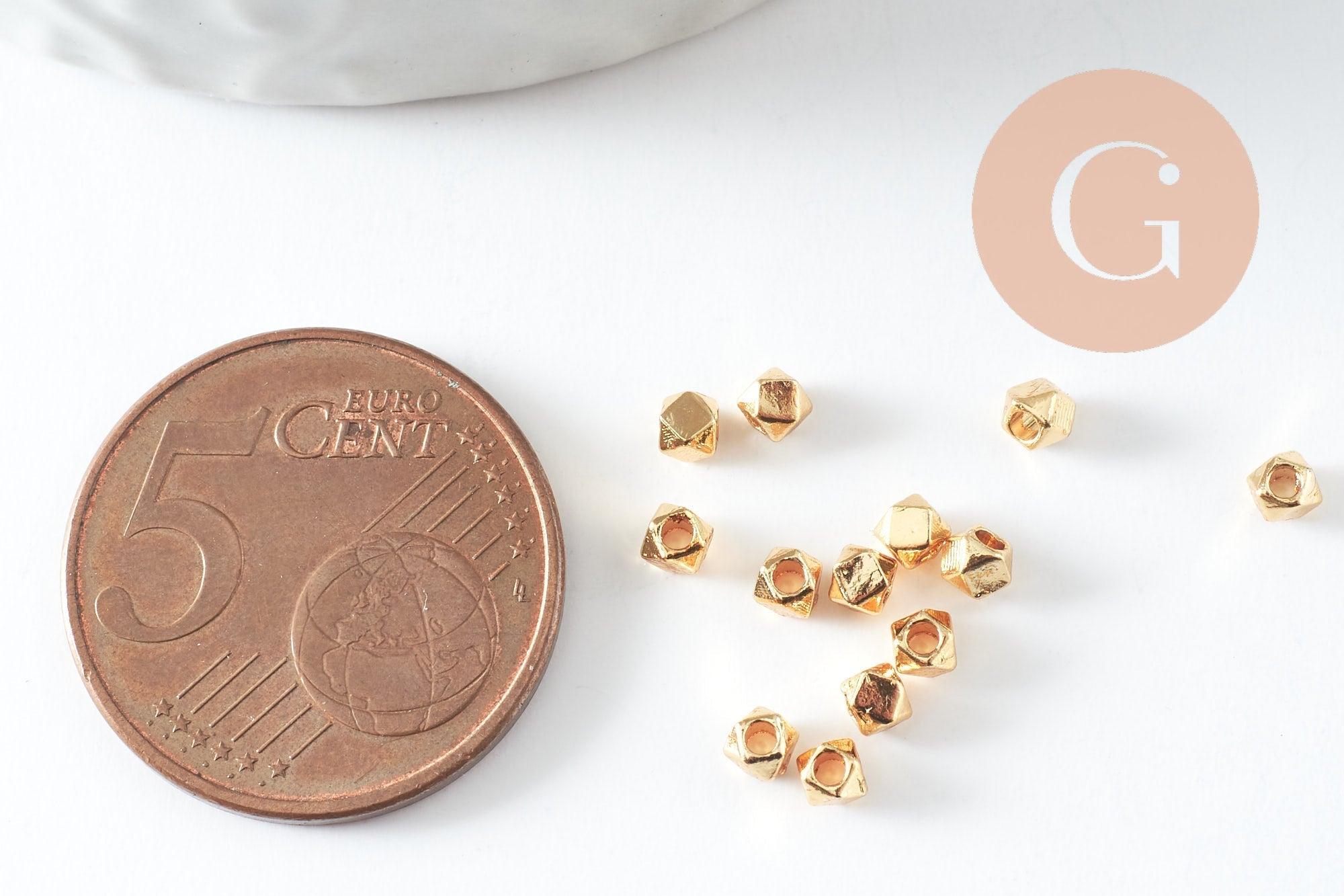 Perles intercalaires facettées zamac doré 2.5mm, x50 (G9831)