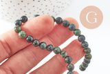 Perles jaspe karamba vert,jaspe gris,perle jaspe verr,perles pierres, jaspe naturel,6mm, fil de 30 perles, X1 (G3800)