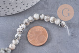 Perles jaspe sésame zébré naturel 6mm, x1 fil de 60 perles (G3822)