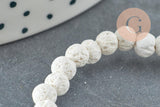 Perles lave blanche naturelle 4mm, x1 fil de 40cm (G0590)