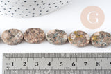 Perles ovales en jaspe sésame naturel 18x13mm, x5 (G3532)