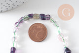 Perles pépite fluorite naturelle violette 7mm, fil de 39cm, x1 (G2128)